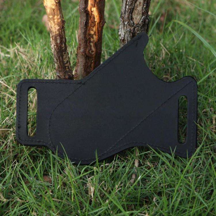 5 Inch Folding Knife Cowhide Storage Pouch Knife Sheath Waist Mounted Tool Pouch(Black)