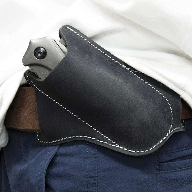 5 Inch Folding Knife Cowhide Storage Pouch Knife Sheath Waist Mounted Tool Pouch(Sable)