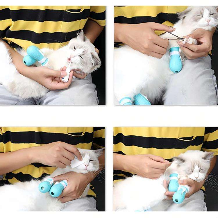 Cat Space Hood Anti-Bite Mouth Cover + Second-Generation Foot Cover, Color: Large Light Blue