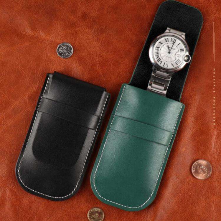 Watch Storage Bag Mechanical Watches Scratch Resistant Leather Case For Travel Storage(Black)