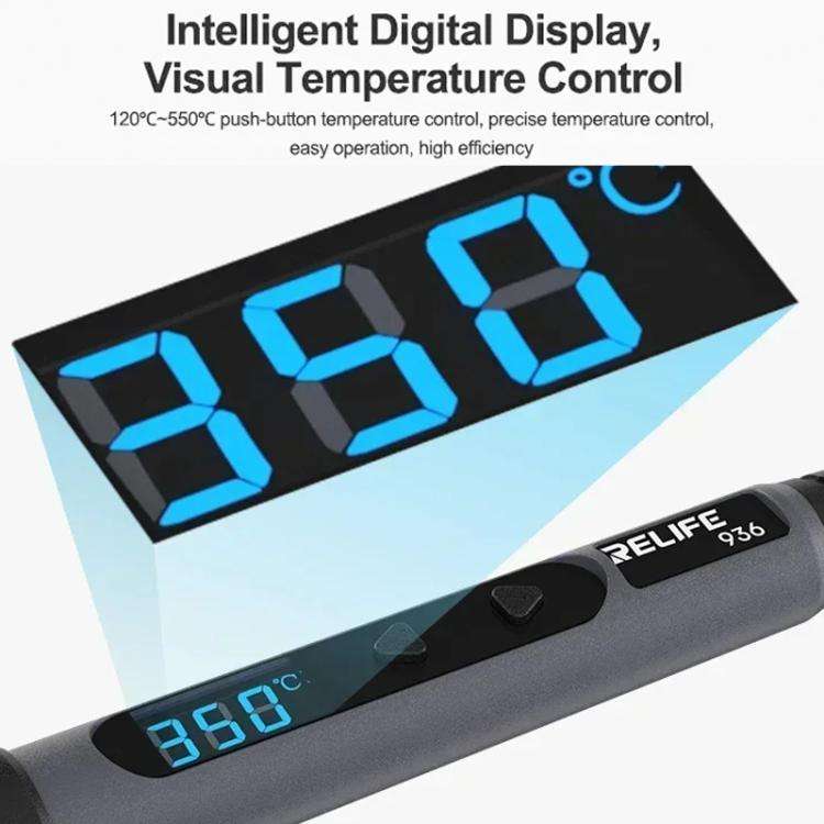 RELIFE 936 90W High Power Internal Heating Smart Digital Display Soldering Iron, US Plug