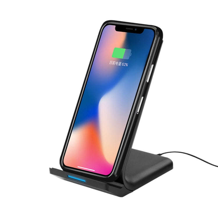 R2 10W Vertical Mobile Phone Wireless Charger Smart Fast Charge Charging Stand Desktop Stand(Black)