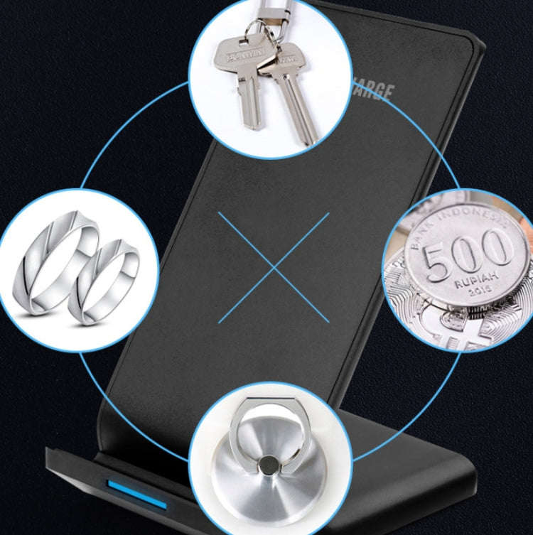 R2 10W Vertical Mobile Phone Wireless Charger Smart Fast Charge Charging Stand Desktop Stand(Black)