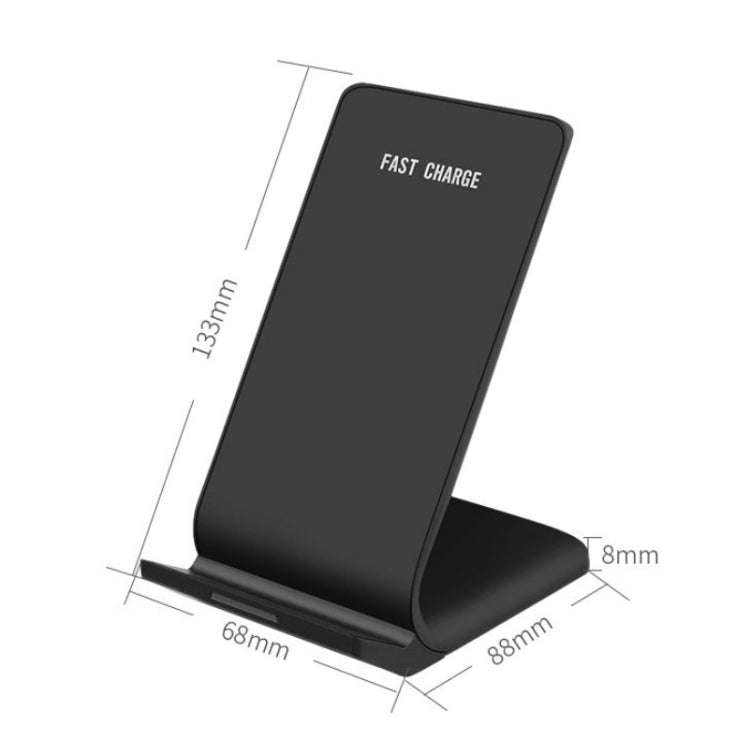 R2 10W Vertical Mobile Phone Wireless Charger Smart Fast Charge Charging Stand Desktop Stand(Black)