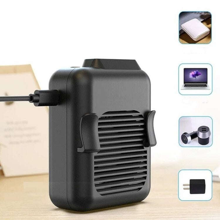 Mini Hanging Waist Fan USB Charging Leafless Portable Handheld Fan, Battery Capacity:4000mAh(Black)