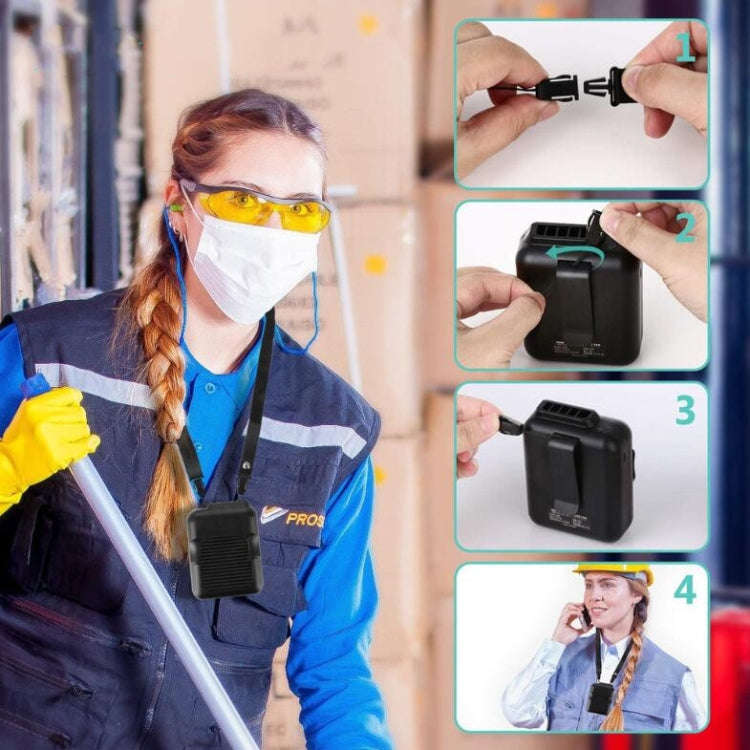 Mini Hanging Waist Fan USB Charging Leafless Portable Handheld Fan, Battery Capacity:6000mAh(Black)