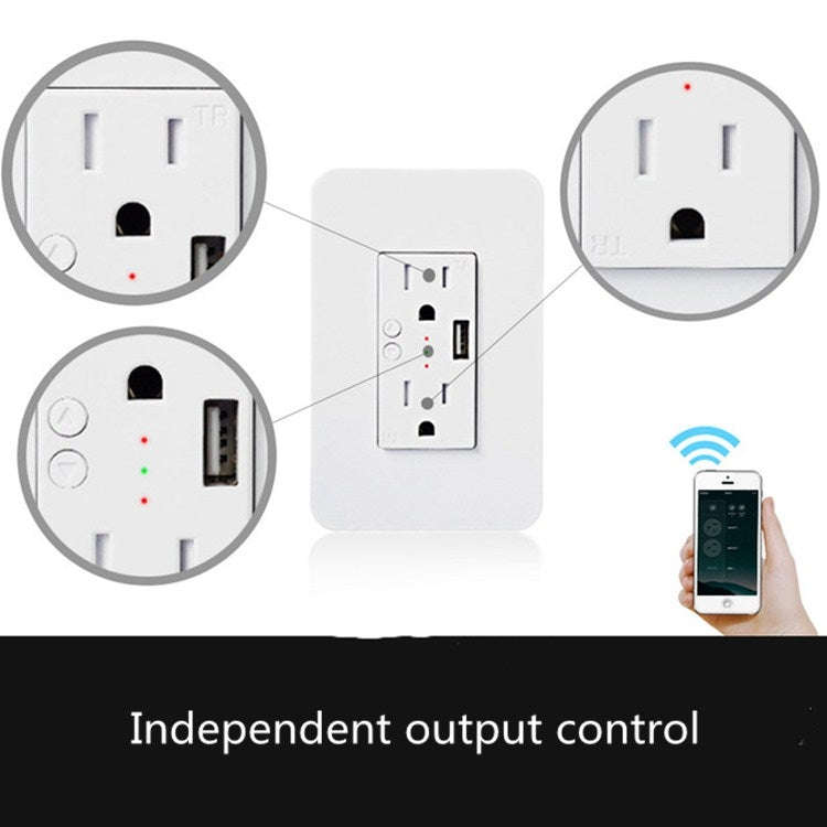 Smart Wall Socket 120 Type WIFI Remote Control Voice Control With USB Socket, Model:American Wall...