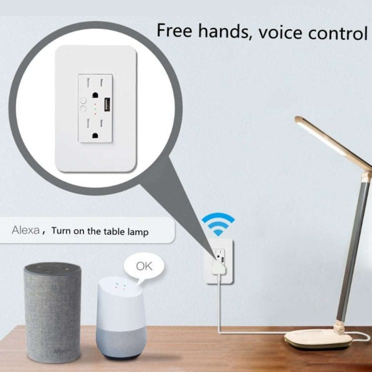 Smart Wall Socket 120 Type WIFI Remote Control Voice Control With USB Socket, Model:American Wall...