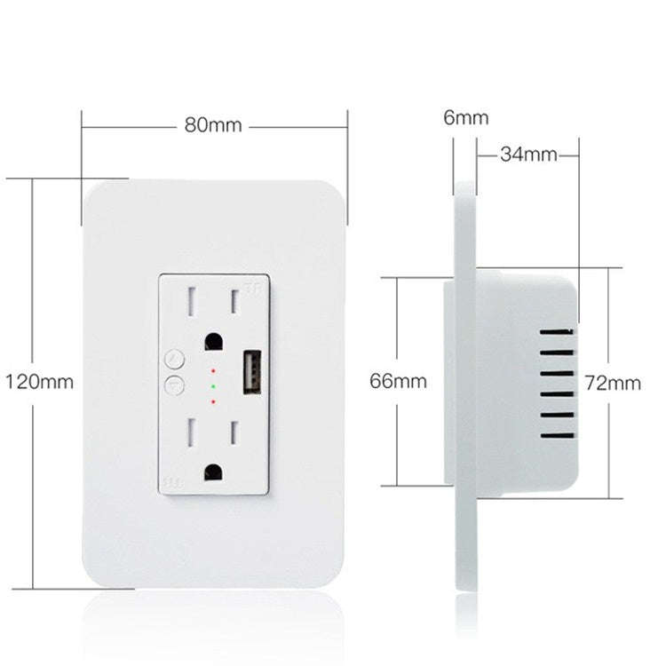 Smart Wall Socket 120 Type WIFI Remote Control Voice Control With USB Socket, Model:American Wall...