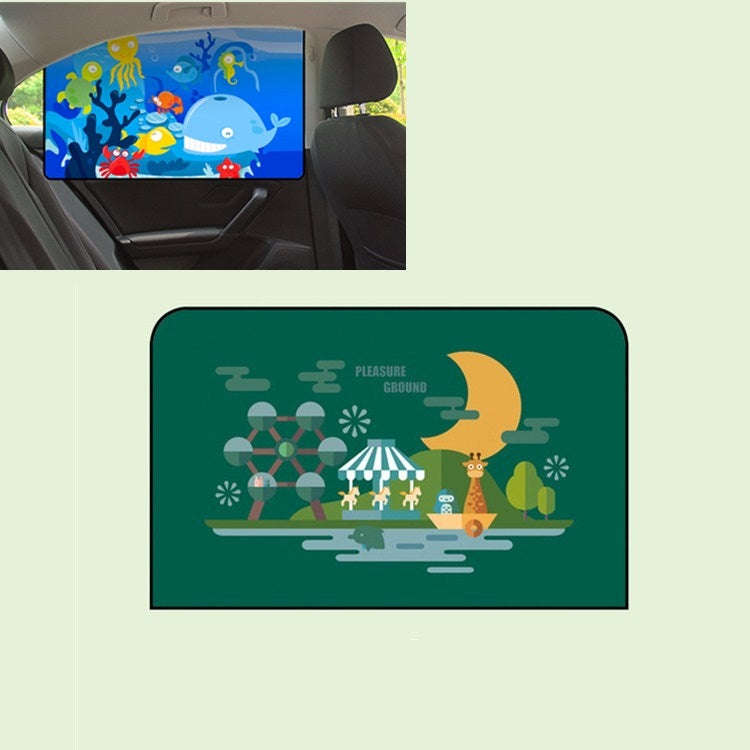 Car Cartoon Magnetic Sunshade Sunscreen Telescopic Collapsible Sunshield, Size:Rear Square(Amusem...