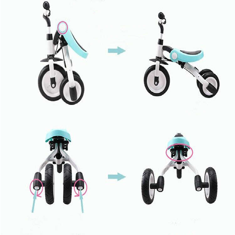 Ride On Toys Baby Tricycle Children Folding Bike Kids Scooter(Red)