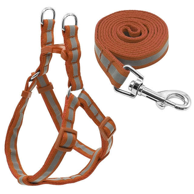 Small Medium Dogs Nylon Reflective Dog Leash Lead Set, Size:S(Brown)