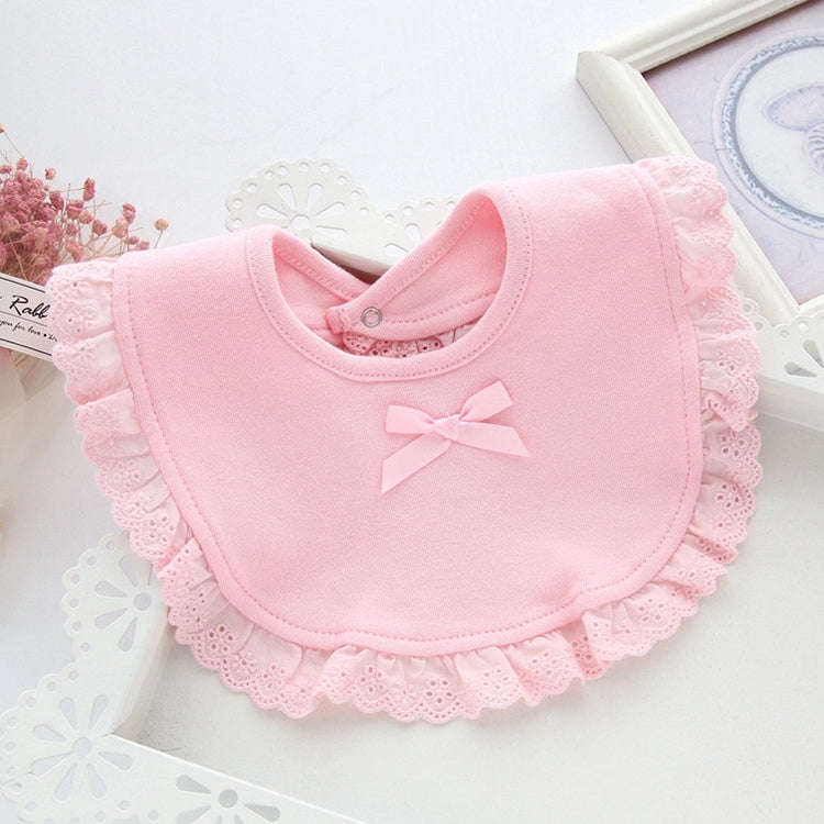Newborn Lace Bow Baby Bibs Infant Saliva Towels(Pink)