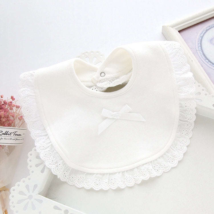 Newborn Lace Bow Baby Bibs Infant Saliva Towels(White)