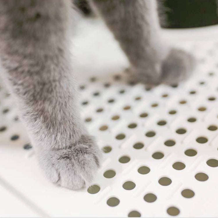 Plastic Flip Cover Fully Enclosed Deodorant Litter Box Pet Potty(Gray)