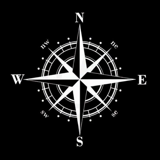 10 PCS  Art Design Vinyl NSWE Compass Car Stickers Decals, Black + White