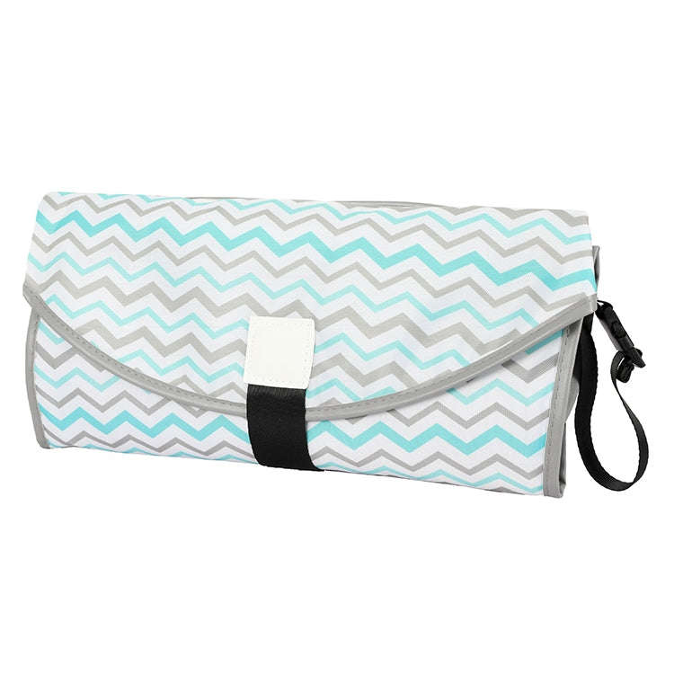 Baby Changing Diaper Pad Portable Folding Waterproof Nursing Pad, Size:One size(Green gray waves)