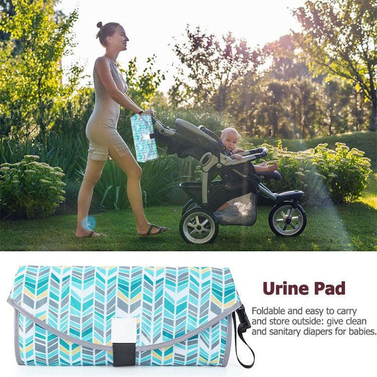 Baby Changing Diaper Pad Portable Folding Waterproof Nursing Pad, Size:One size(Green gray waves)