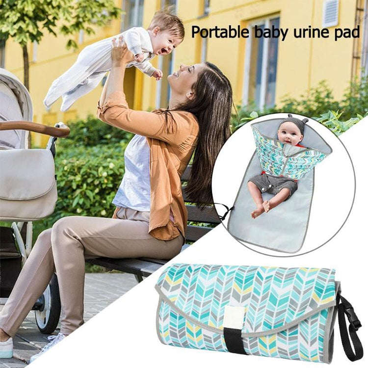 Baby Changing Diaper Pad Portable Folding Waterproof Nursing Pad, Size:One size(Green gray waves)