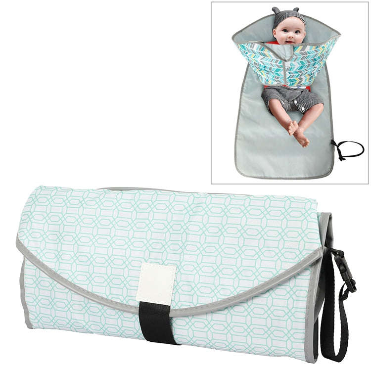 Baby Changing Diaper Pad Portable Folding Waterproof Nursing Pad, Size:One size(Light green geome...