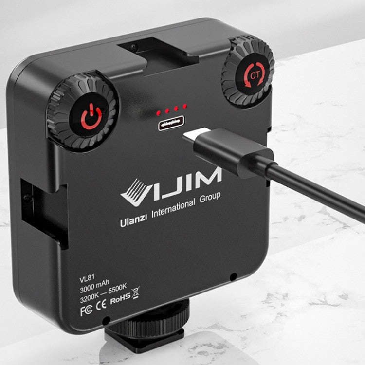 VIJIM VL81 Portable Three Cold and Hot Shoes Dual Color Temperature Fill Light Shooting Recording...