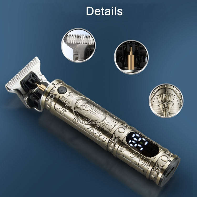 Vintage Pharaoh Engraving USB Rechargeable Hair Clipper With LCD Display(Green)