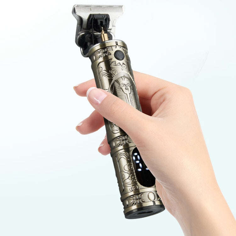 Vintage Pharaoh Engraving USB Rechargeable Hair Clipper With LCD Display(Green)
