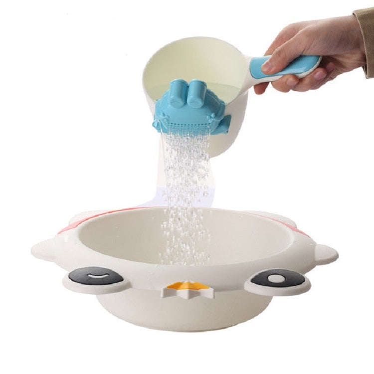 Baby Shampoo Cup Baby Shower Spoon(White Spoon + Pink Frog)