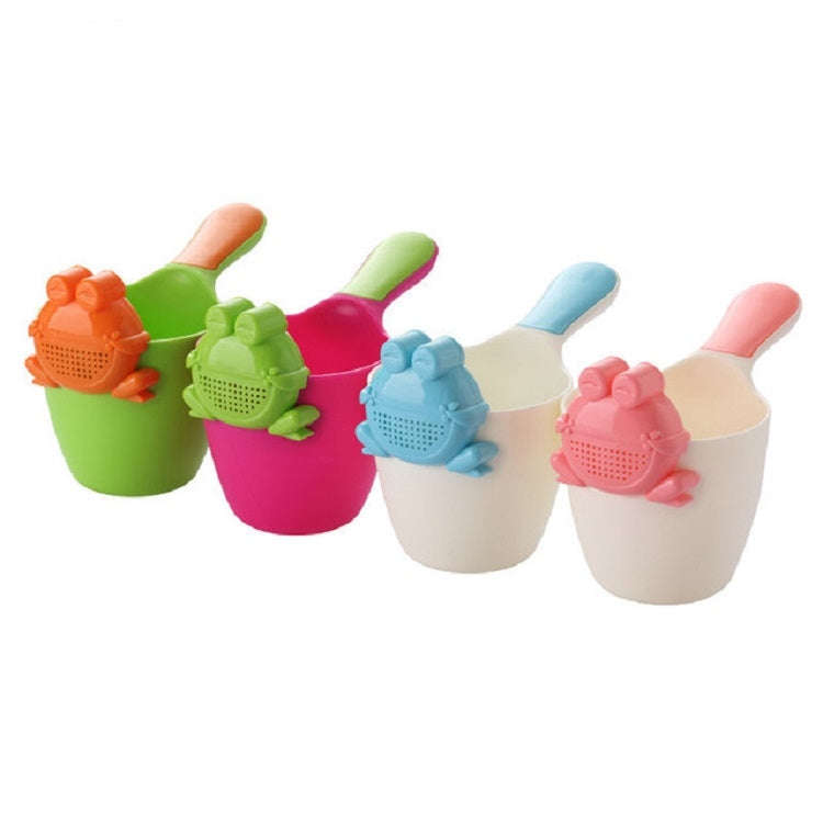 Baby Shampoo Cup Baby Shower Spoon(White Spoon + Pink Frog)