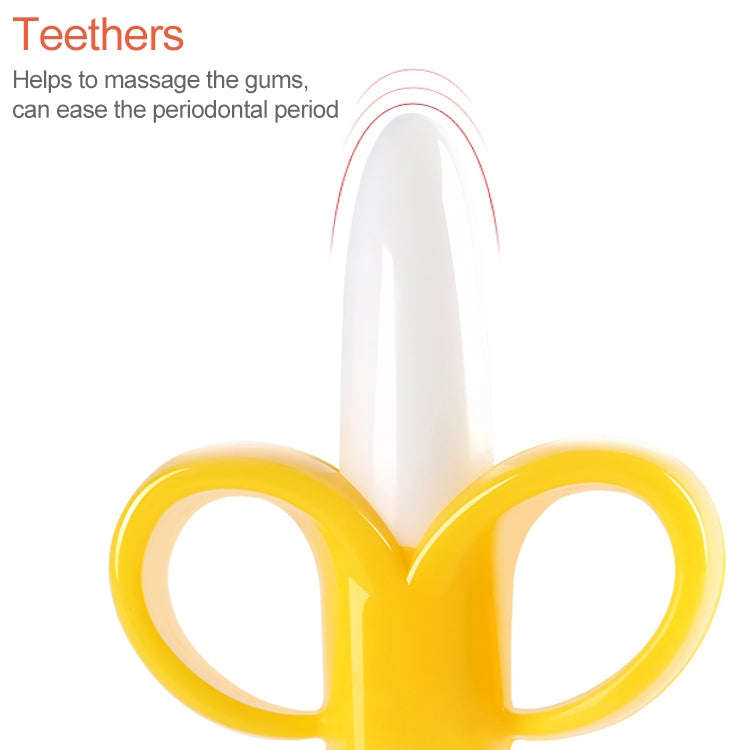 3 PCS Baby Silicone Training Toothbrush Banana Shape Safe Toddle Teether Chew Toys Teething Ring ...