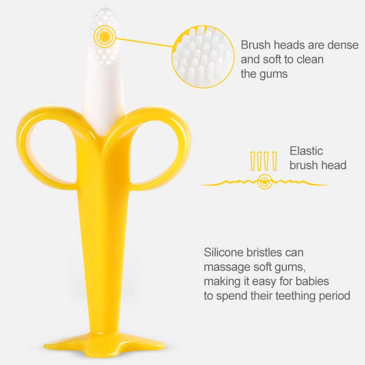3 PCS Baby Silicone Training Toothbrush Banana Shape Safe Toddle Teether Chew Toys Teething Ring ...