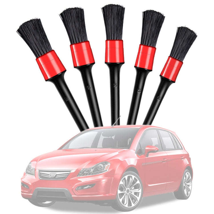 5 in 1 Car Detailing Brush Cleaning Natural Boar Hair Brushes Auto Detail Tools Products Wheels D...