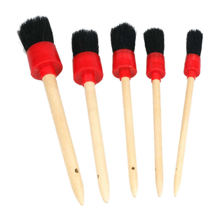 5 in 1 Car Detailing Brush Cleaning Natural Boar Hair Brushes Auto Detail Tools Products Wheels D...