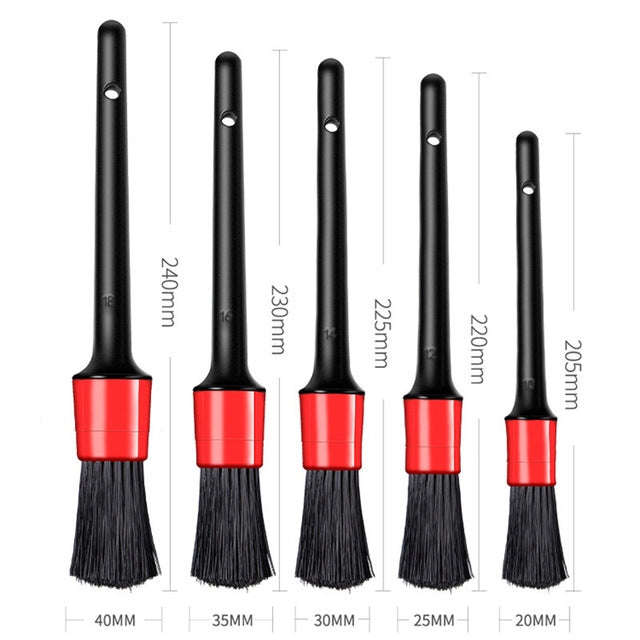 5 in 1 Car Detailing Brush Cleaning Natural Boar Hair Brushes Auto Detail Tools Products Wheels D...