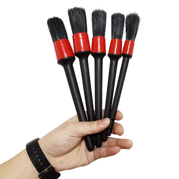 5 in 1 Car Detailing Brush Cleaning Natural Boar Hair Brushes Auto Detail Tools Products Wheels D...