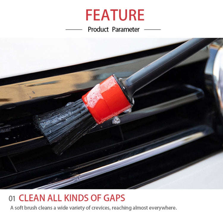 5 in 1 Car Detailing Brush Cleaning Natural Boar Hair Brushes Auto Detail Tools Products Wheels D...