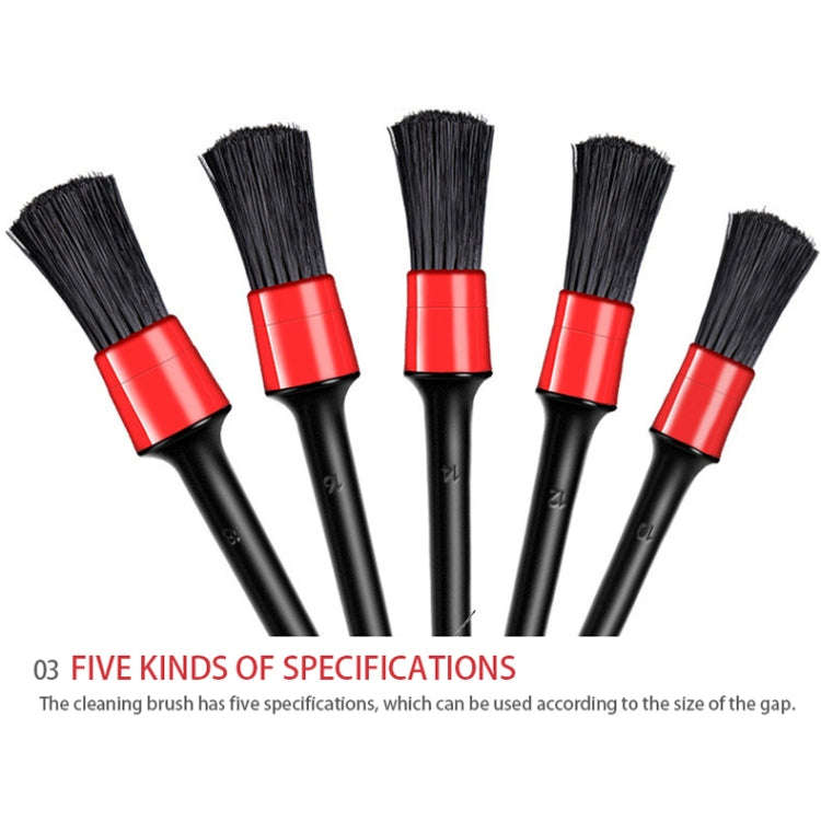 5 in 1 Car Detailing Brush Cleaning Natural Boar Hair Brushes Auto Detail Tools Products Wheels D...