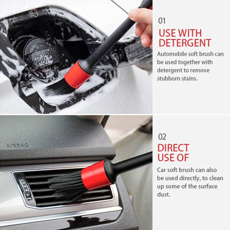 5 in 1 Car Detailing Brush Cleaning Natural Boar Hair Brushes Auto Detail Tools Products Wheels D...