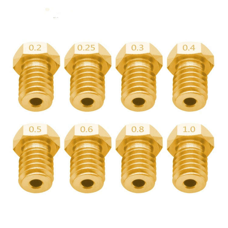 8 PCS Bugatti 3D Printer Accessories E3D-V5 V6 Nozzle M6 Thread Consumables Hot Nozzle, Size:3/0.3mm