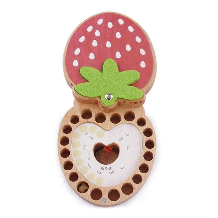 Strawberry Preserved Baby Teeth Wooden Preservation Box(English Stickers)