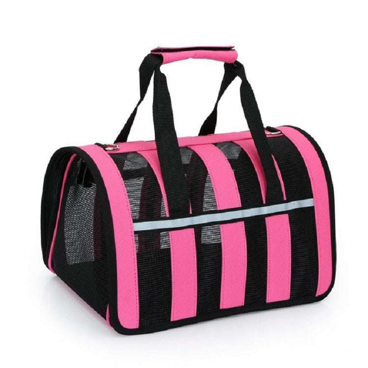 Foldable Mesh Breathable Pets Go Out Portable Diagonal Carrying Bag, Size:M(Rose Red)