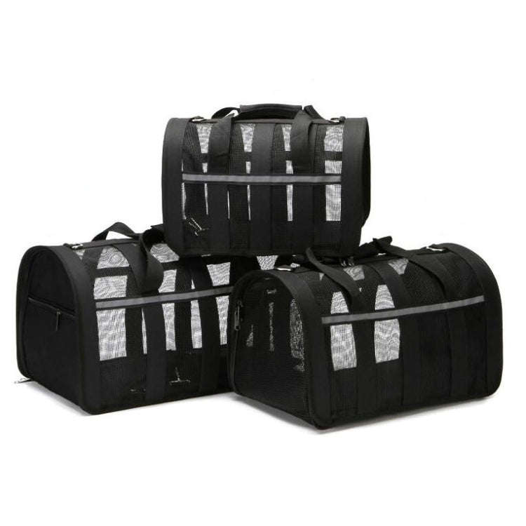 Foldable Mesh Breathable Pets Go Out Portable Diagonal Carrying Bag, Size:L(Black)