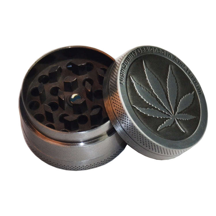 Weed Grinder Metal Stainless Steel Maple leaf Type Herbal Herb Tobacco Grinder, Size:30MM 3 laryers