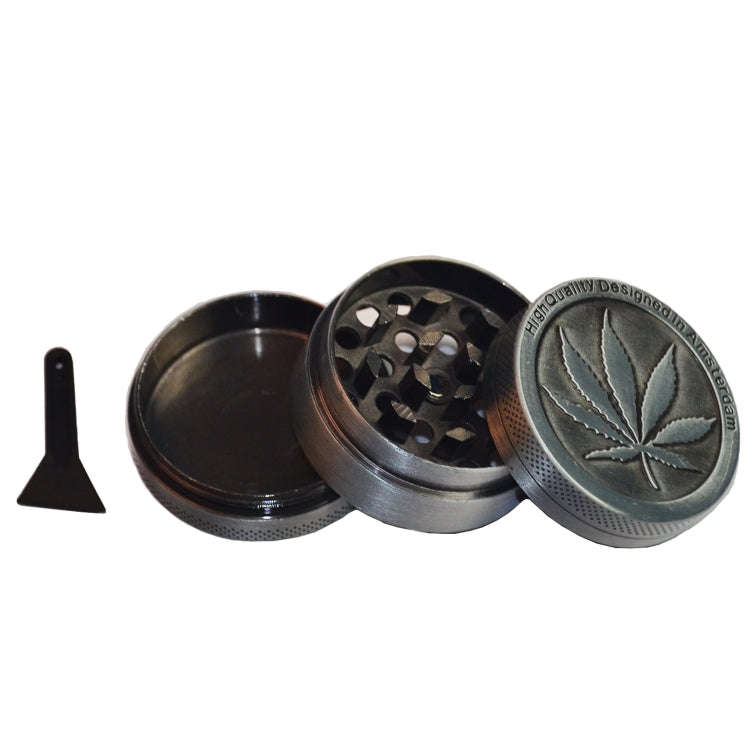 Weed Grinder Metal Stainless Steel Maple leaf Type Herbal Herb Tobacco Grinder, Size:50MM 4 laryers