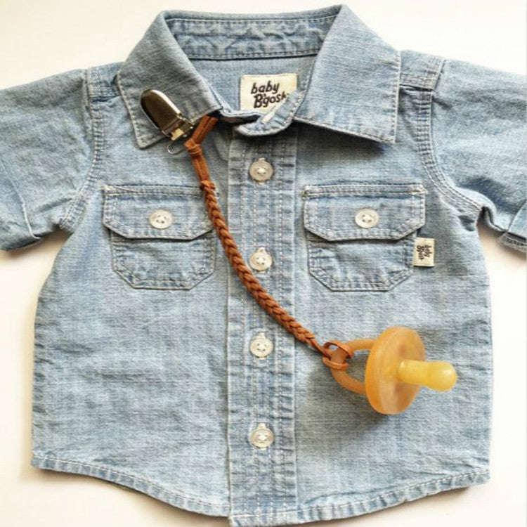 3 PCS Baby Pacifier Chain Leather Woven Anti-off Chain(Gray)