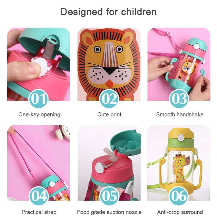 400 ml Baby Bottle Silicone Children's Drink Cup Bouncing Opening with Handle with Cartoon Patter...