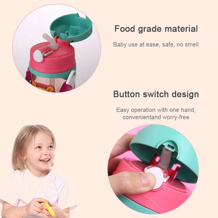 400 ml Baby Bottle Silicone Children's Drink Cup Bouncing Opening with Handle with Cartoon Patter...