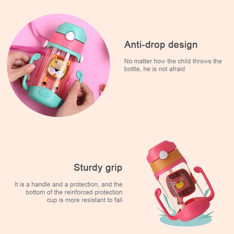 400 ml Baby Bottle Silicone Children's Drink Cup Bouncing Opening with Handle with Cartoon Patter...