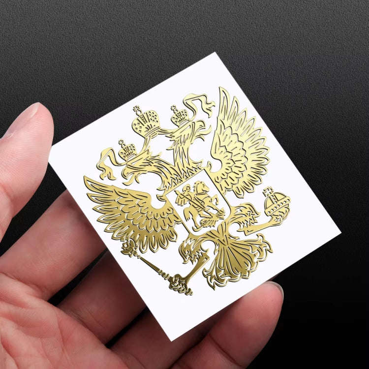 10 PCS PITREW Coat of Arms of Russia Emblem Nickel Metal Car Stickers Decals(Gold)