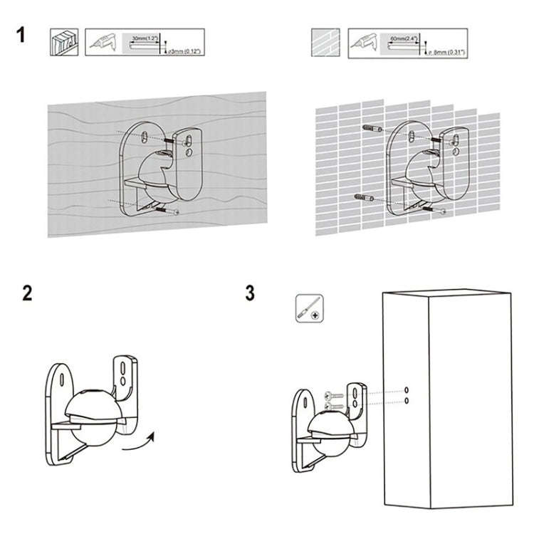Pair Black Surround Sound Speaker Wall Mount Brackets 45 Degree Rotatable Design TV Wall Mount 8 ...